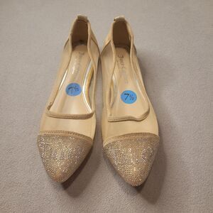 JUICY COUTURE ointed toe Flats Shoes Size 7.5 tan/gold  Sparkled
